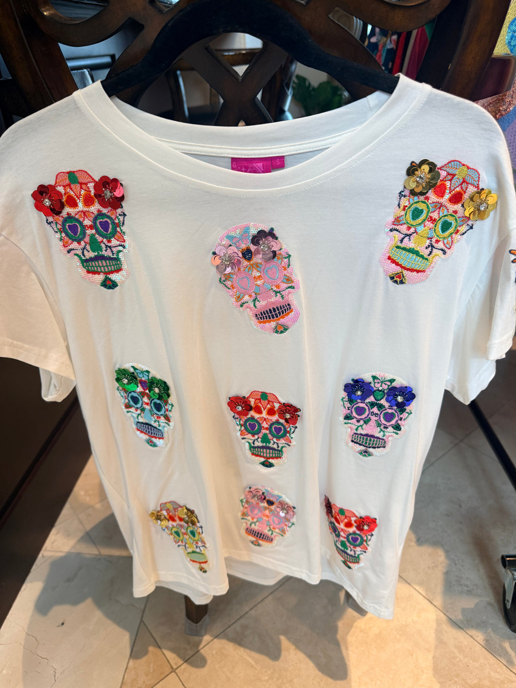 Queen of Sparkles Flower Sugar Skull Tee