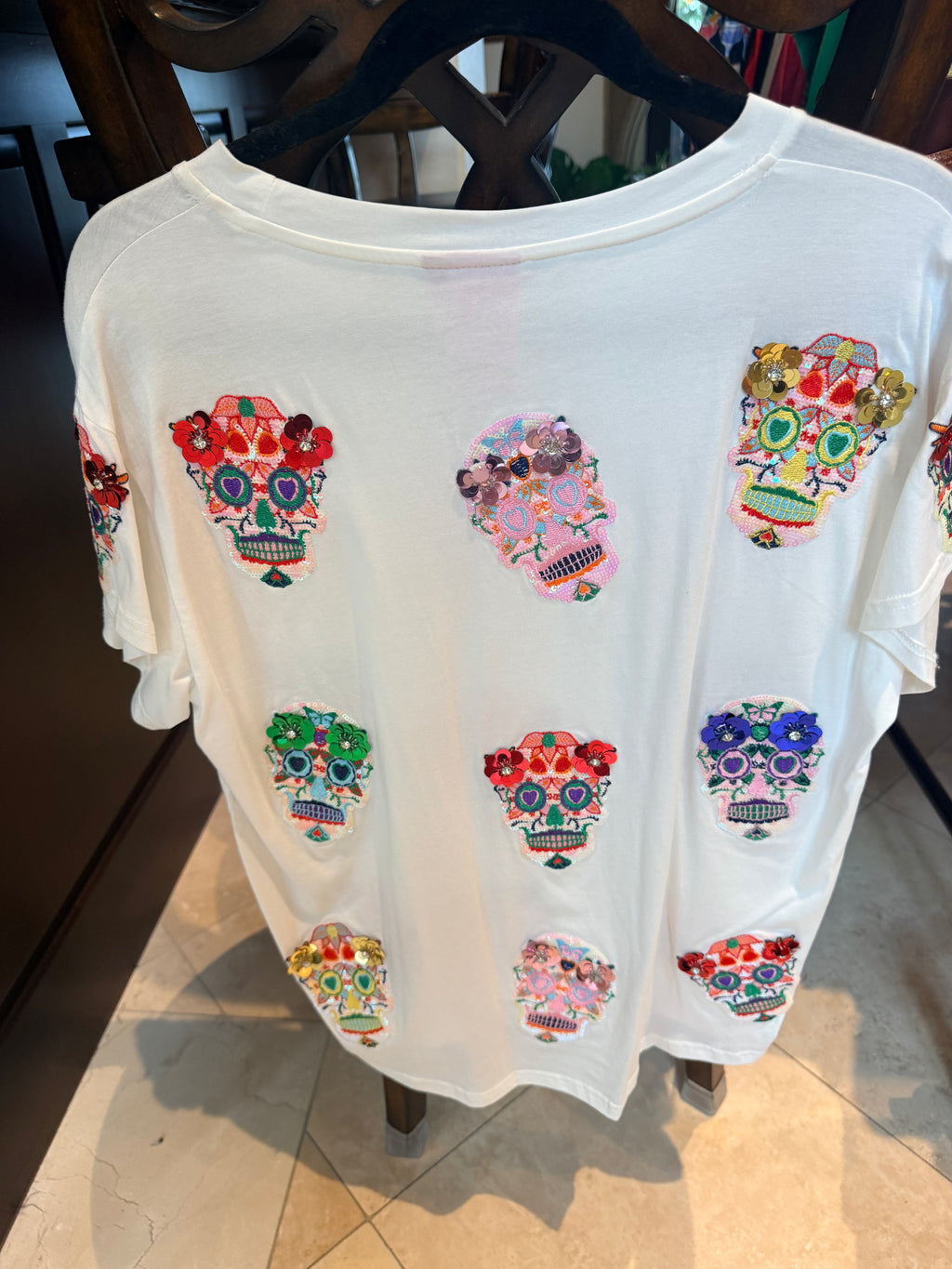 Queen of Sparkles Flower Sugar Skull Tee