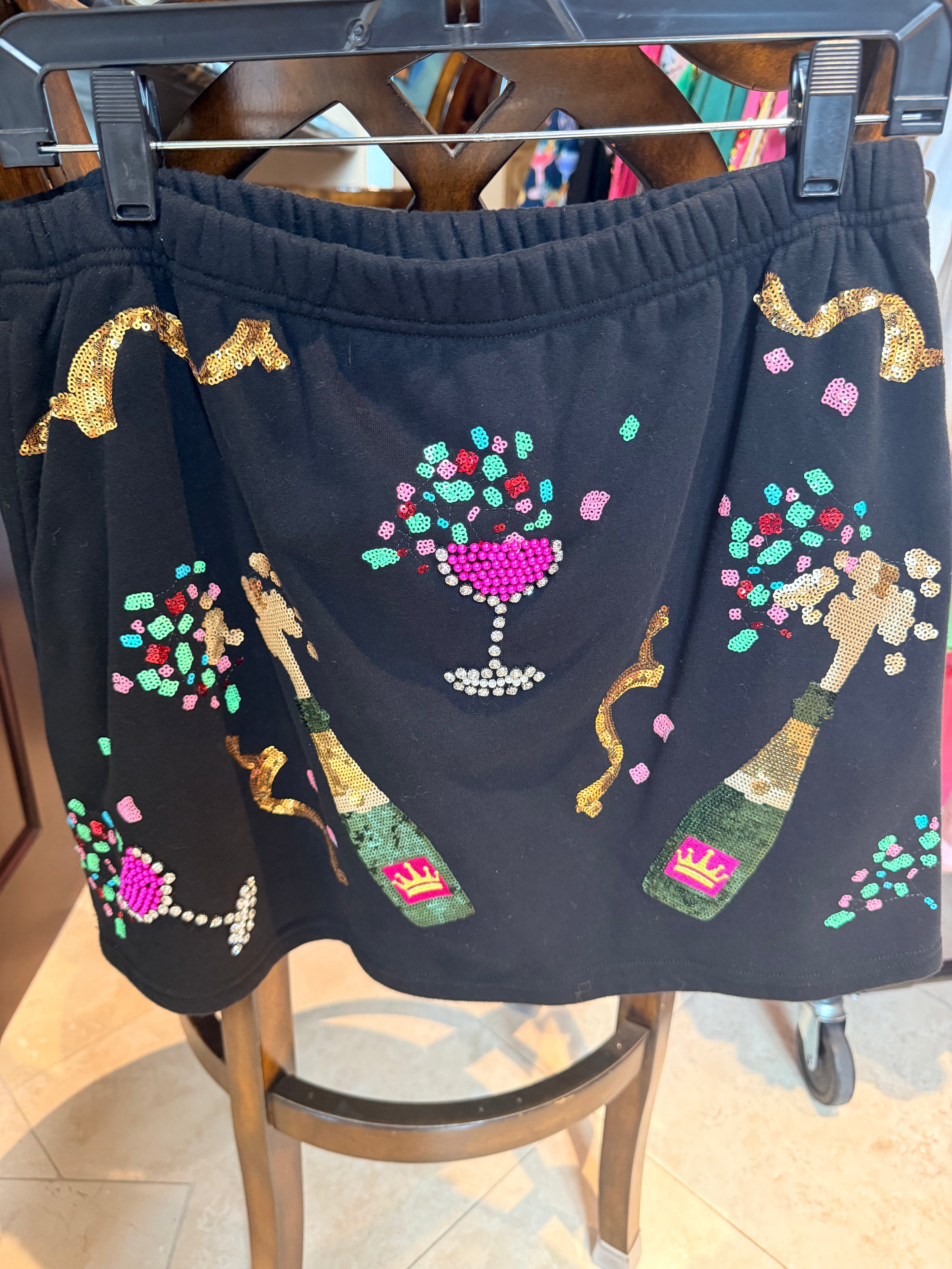 Queen of Sparkles NYE Black Champagne Skirt