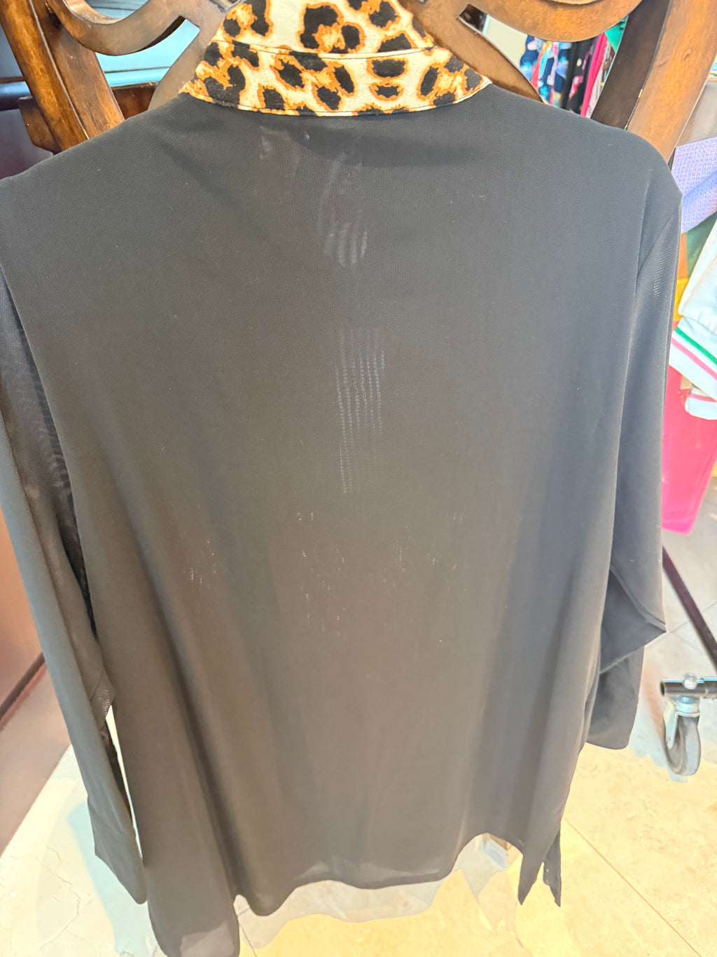 Berek Black Mesh Gold Presents Button Up Top