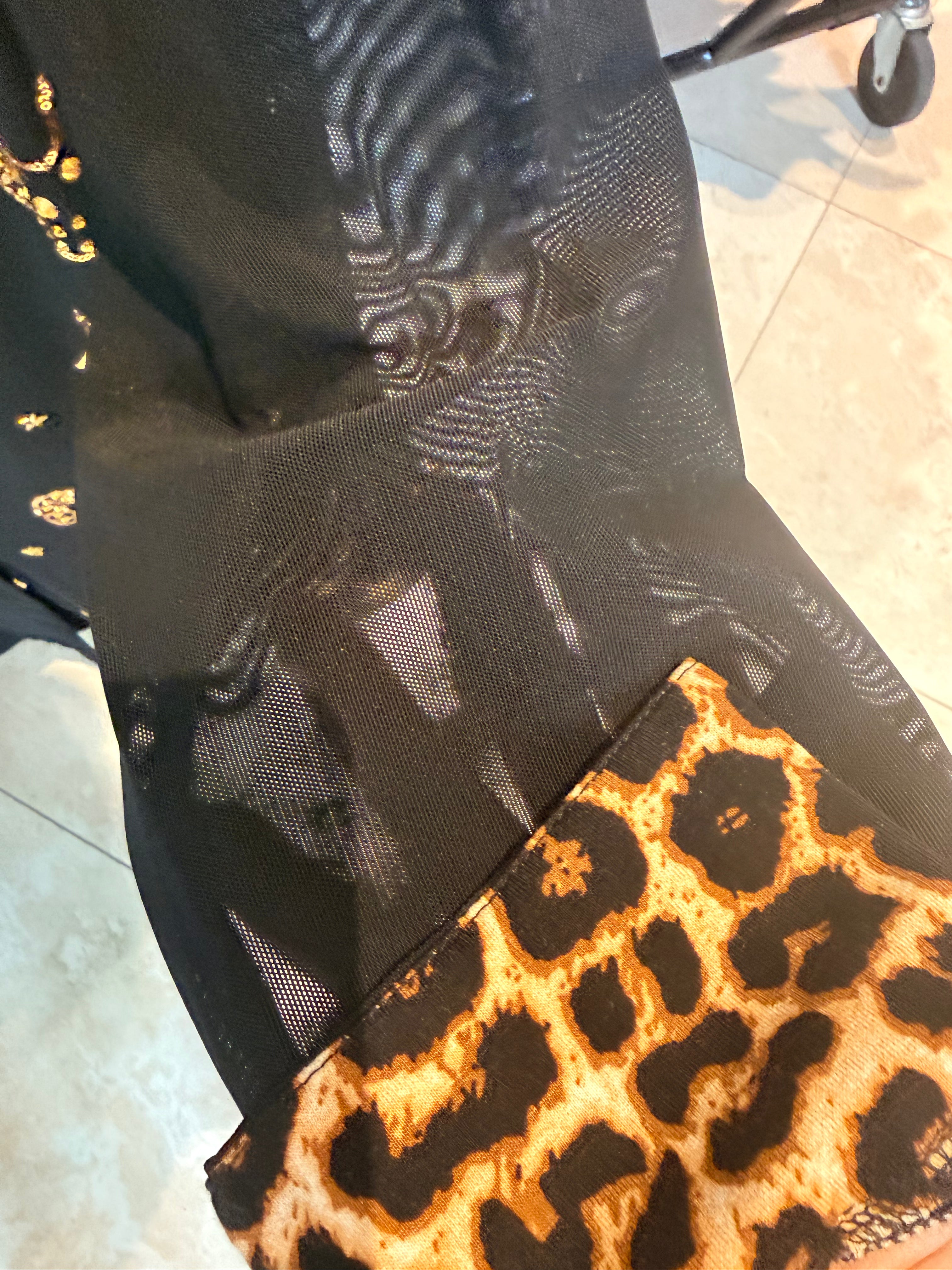 Berek Black Mesh Gold Presents Button Up Top
