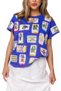Queen of Sparkles Blue Scattered Mahjong Tee