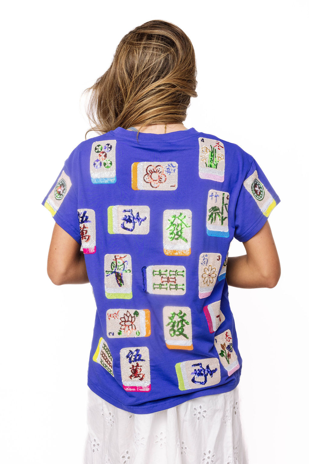 Queen of Sparkles Blue Scattered Mahjong Tee