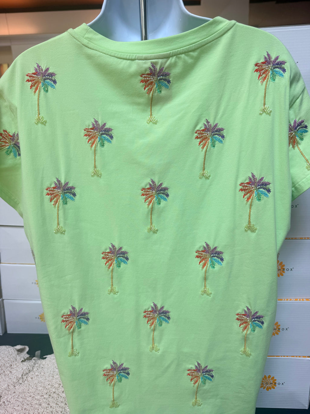 Queen of Sparkles Lime Green Palm Tree Tee