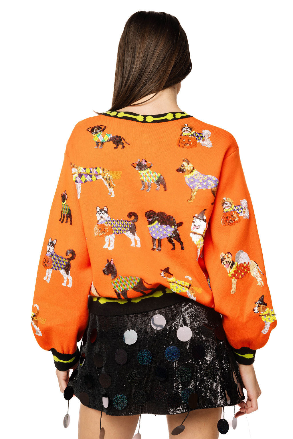 Queen of Sparkles Orange Halloween Dogs Cardigan