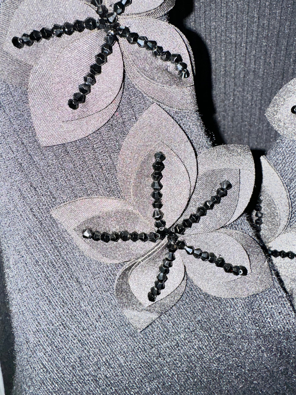 AZI - Fancy Black Wrap Sweater Blingy Flower Neckline