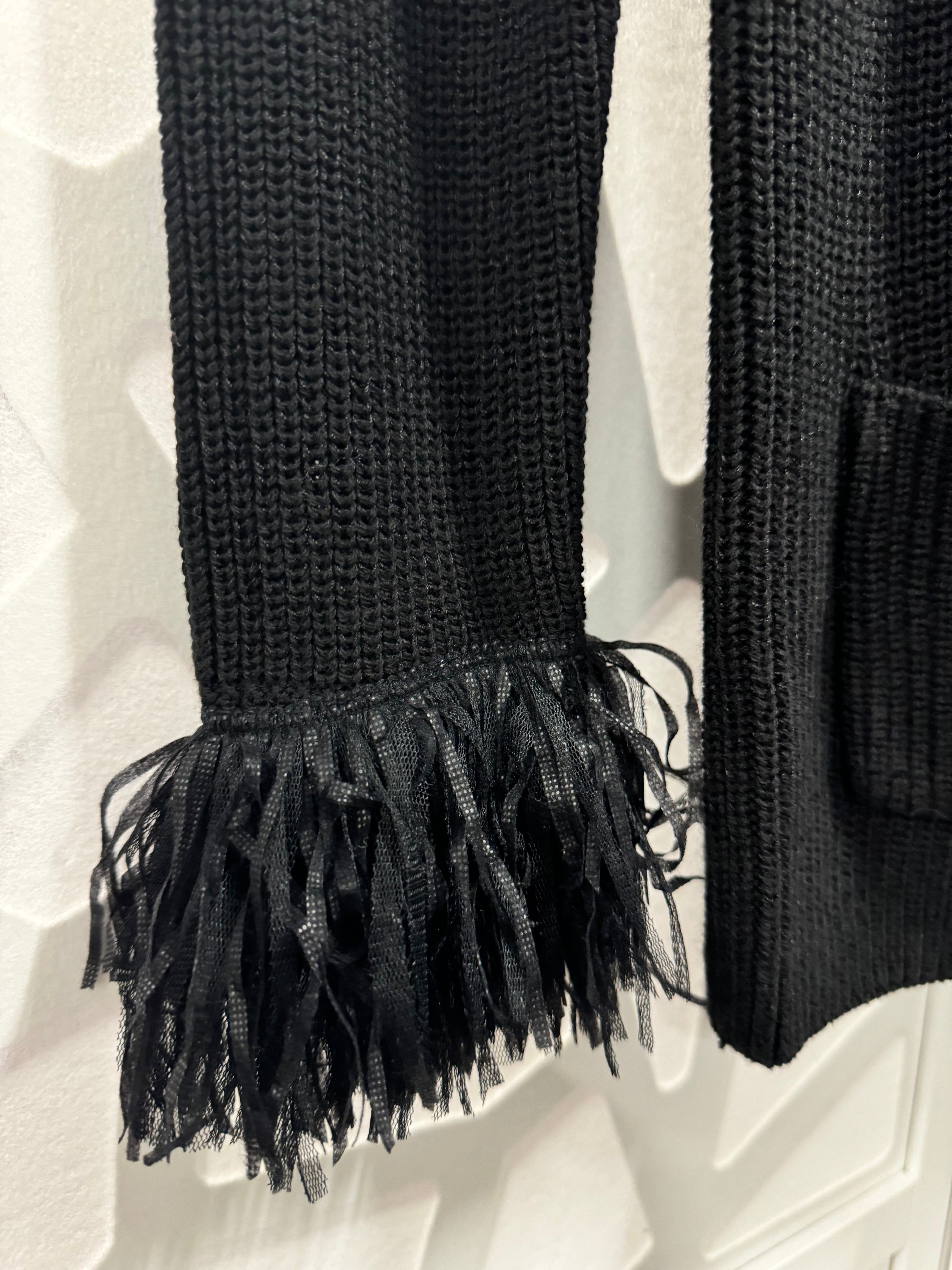 Nic + Zoe - Black Cardigan w/ Fringe Cuffs (Copy)