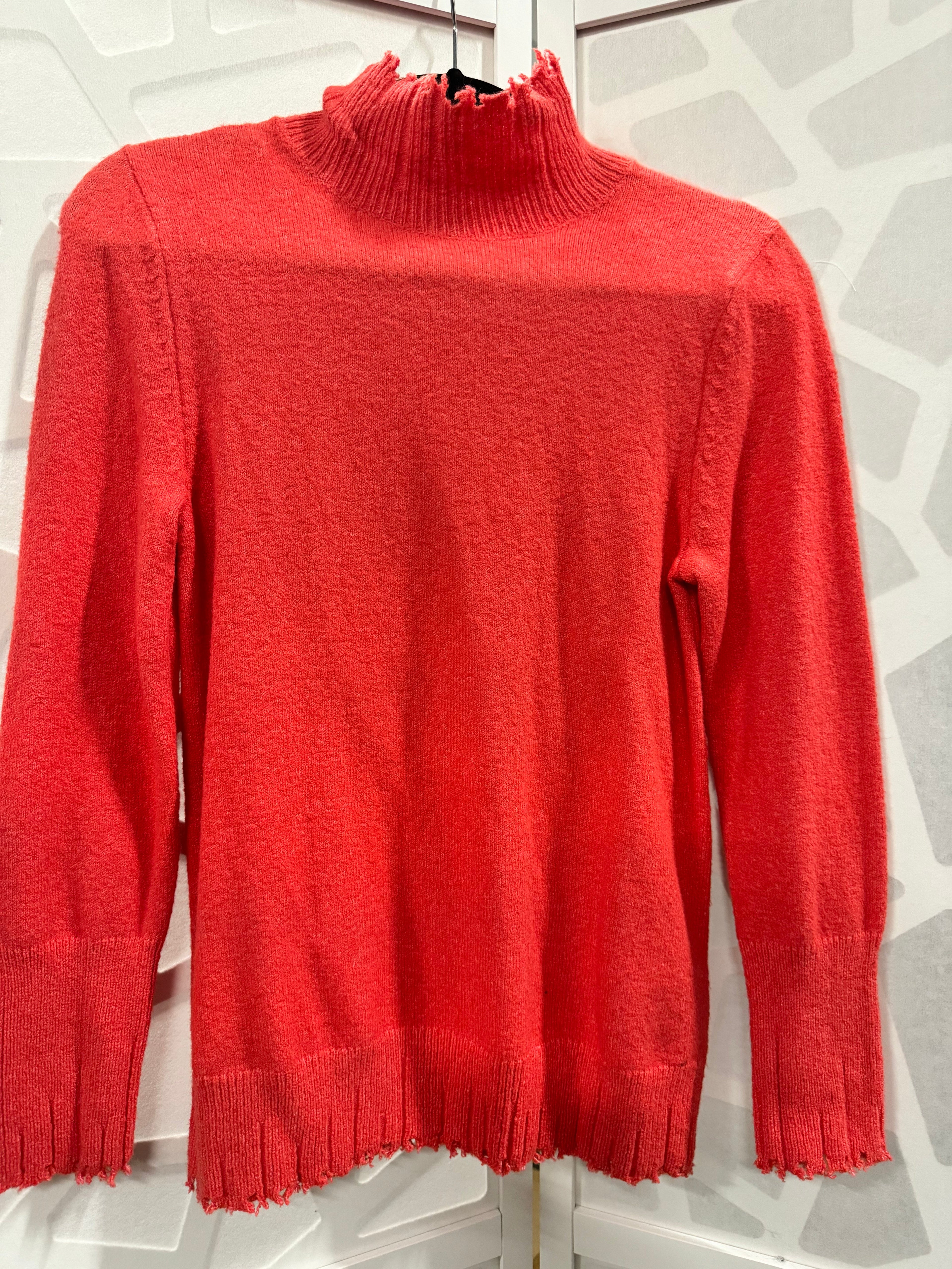 Nic + Zoe Super Soft Rough Edges Bright Coral Sweater