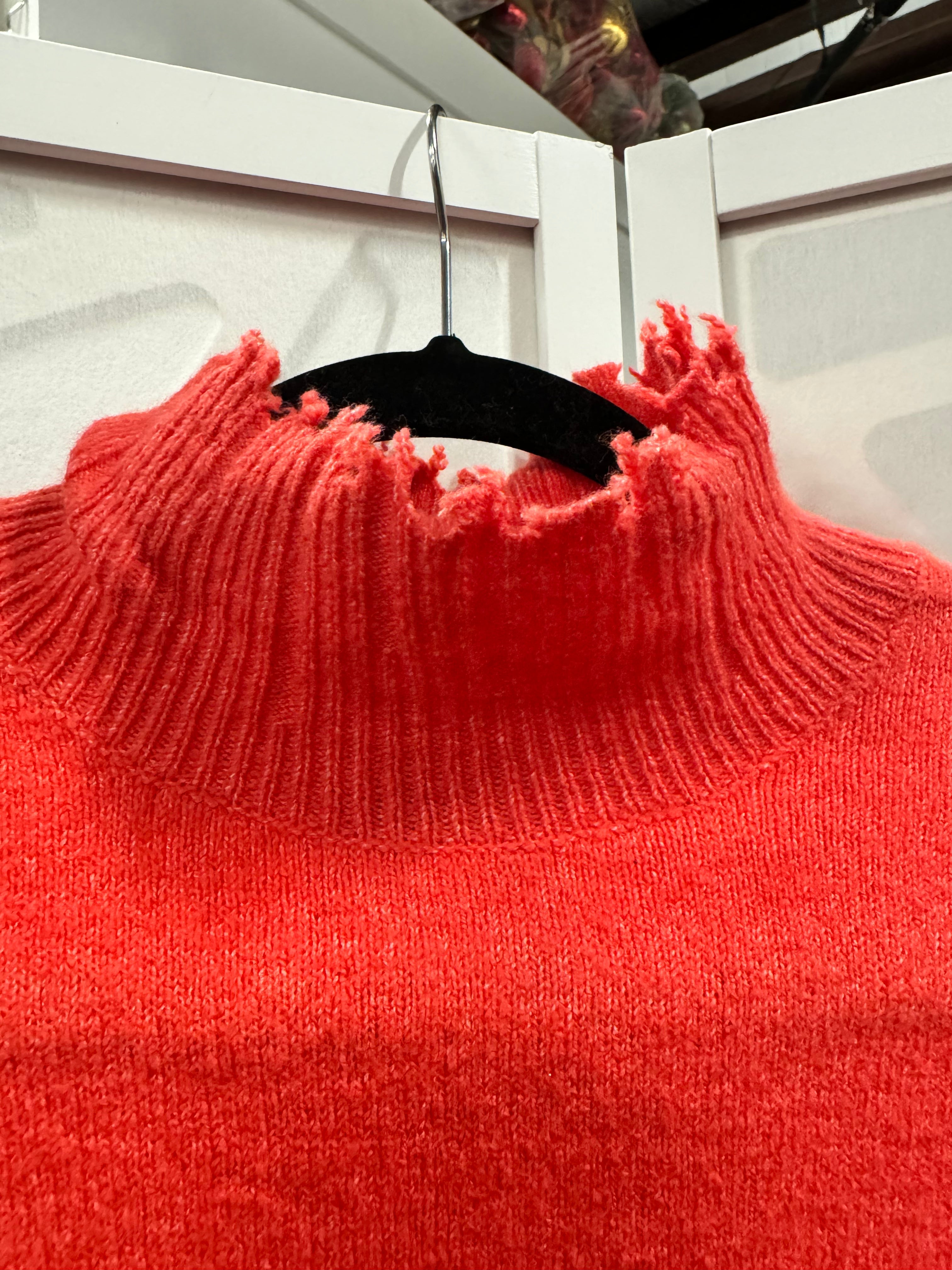 Nic + Zoe Super Soft Rough Edges Bright Coral Sweater