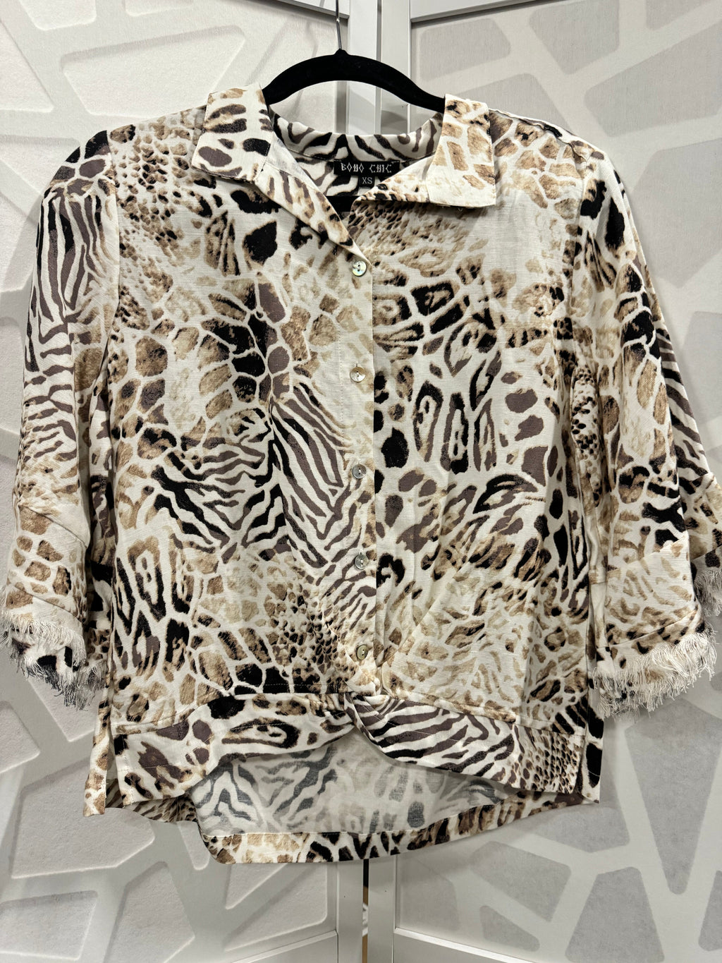 Boho Chic Bell Sleeve Animal Print Top