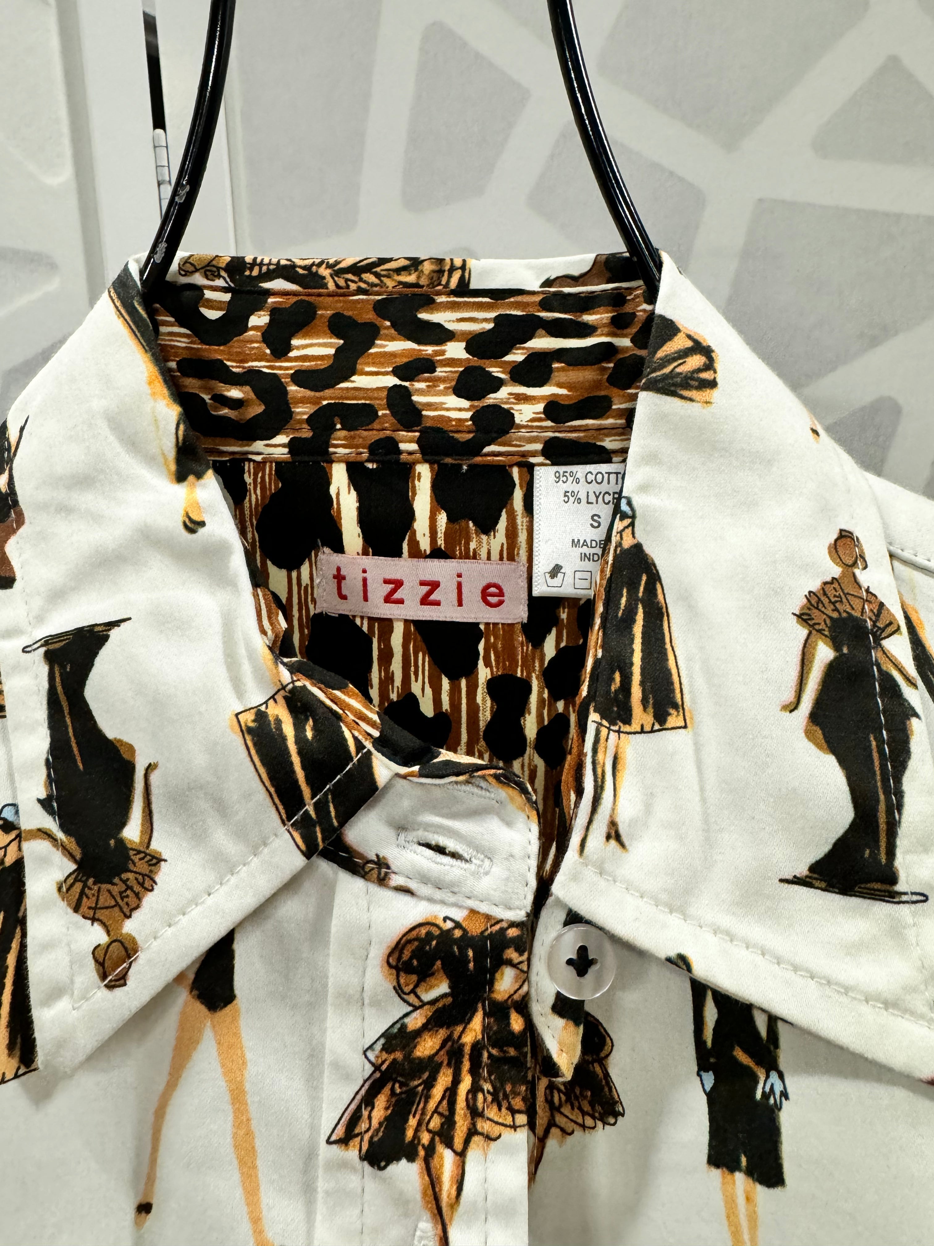 Tizzie - Long Sleeve Cheetah Print Button Up Top