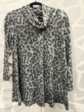 John + Mark Grey Cow Neck Cheetah Print Tunic