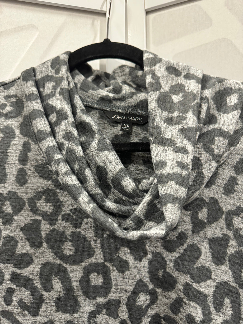 John + Mark Grey Cow Neck Cheetah Print Tunic