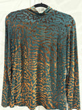 Papparazzi - Teal and Copper Zebra Print Top