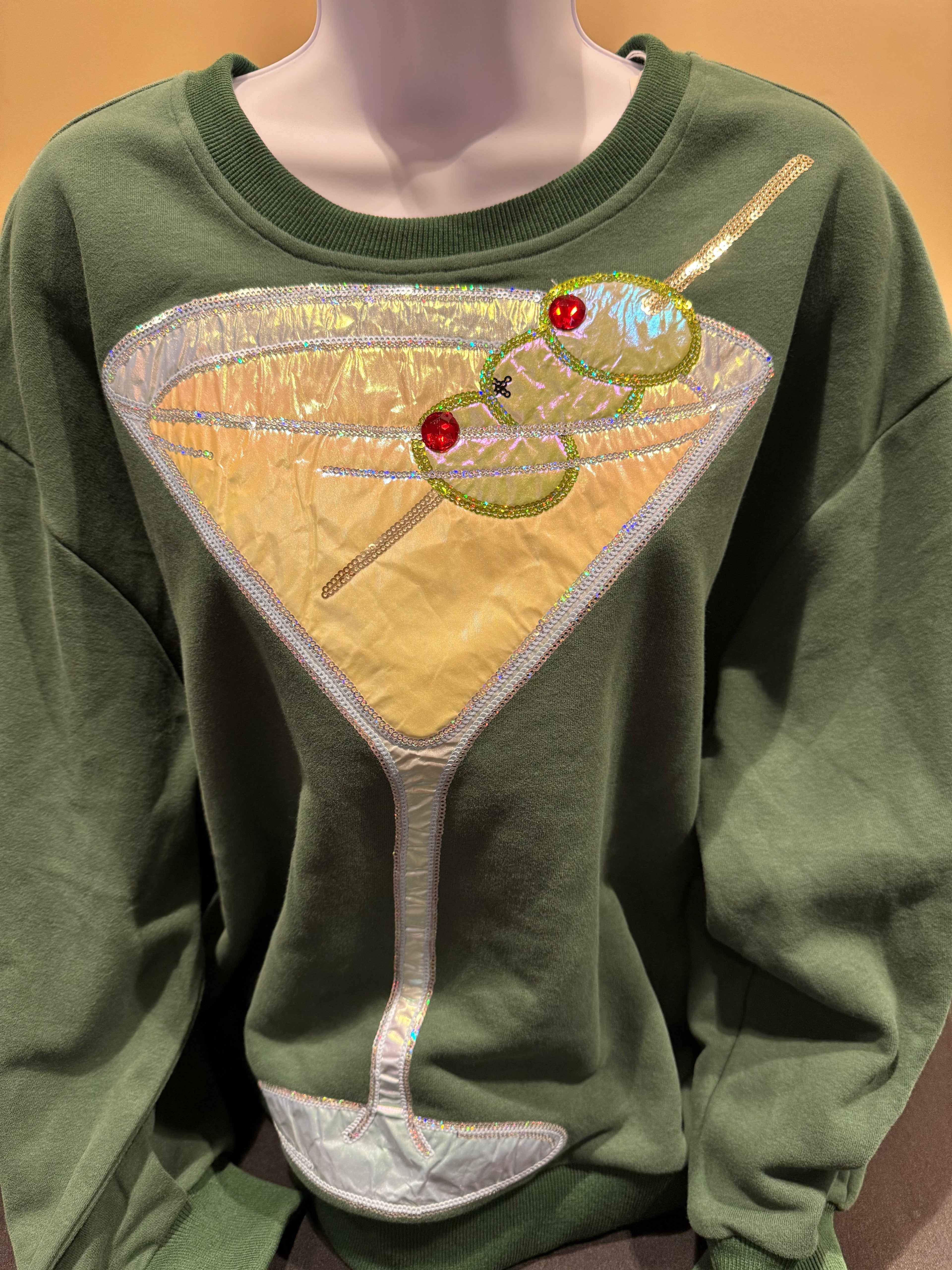 Queen of Sparkles - Forest Green Martini Sweatshirt