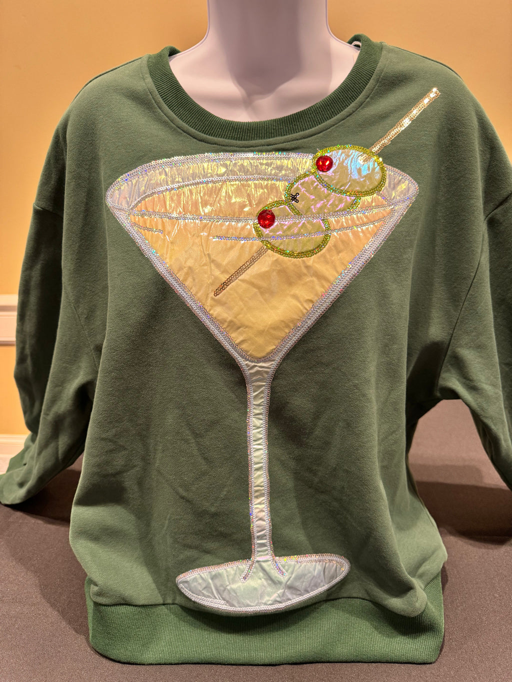 Queen of Sparkles - Forest Green Martini Sweatshirt
