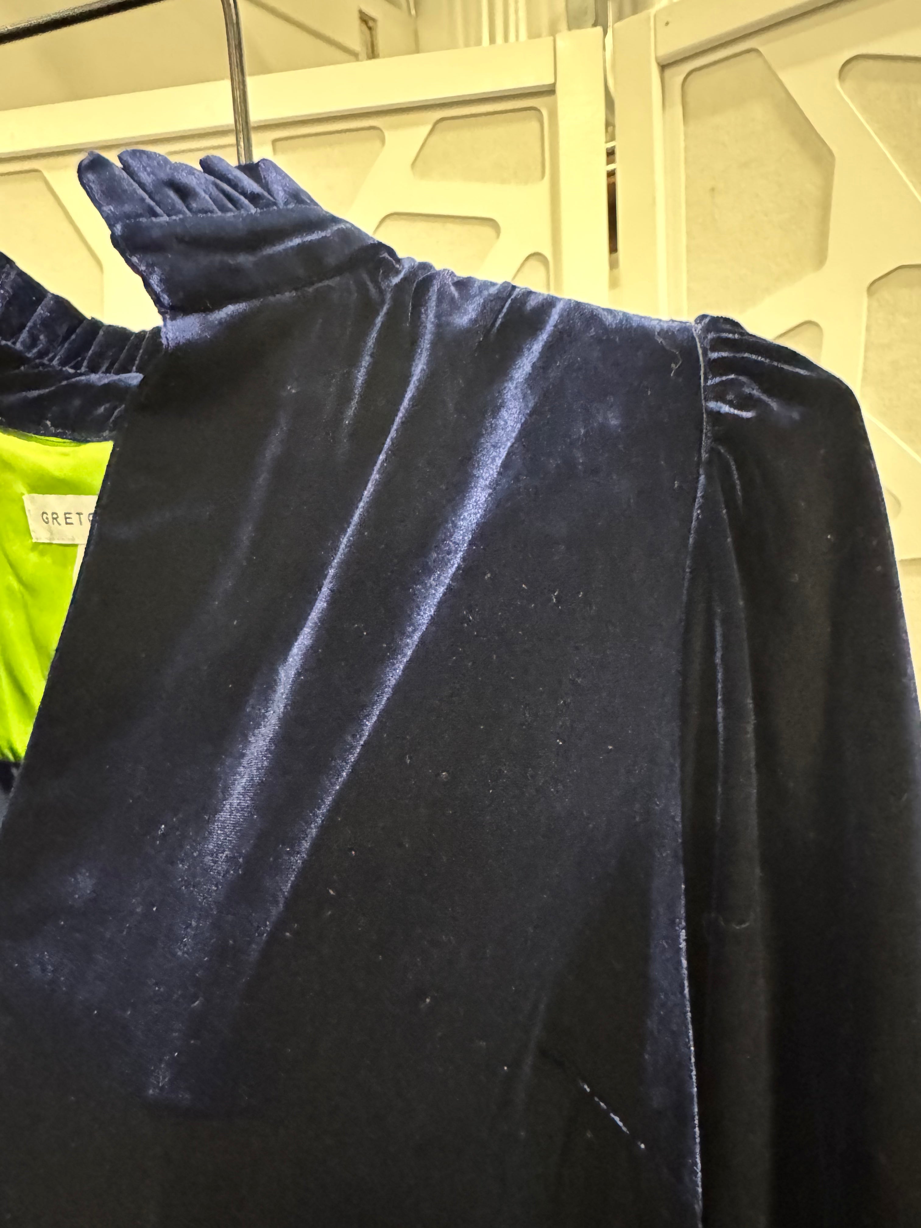 Gretchen Scott -Navy Rufflneck Velvet Tunic