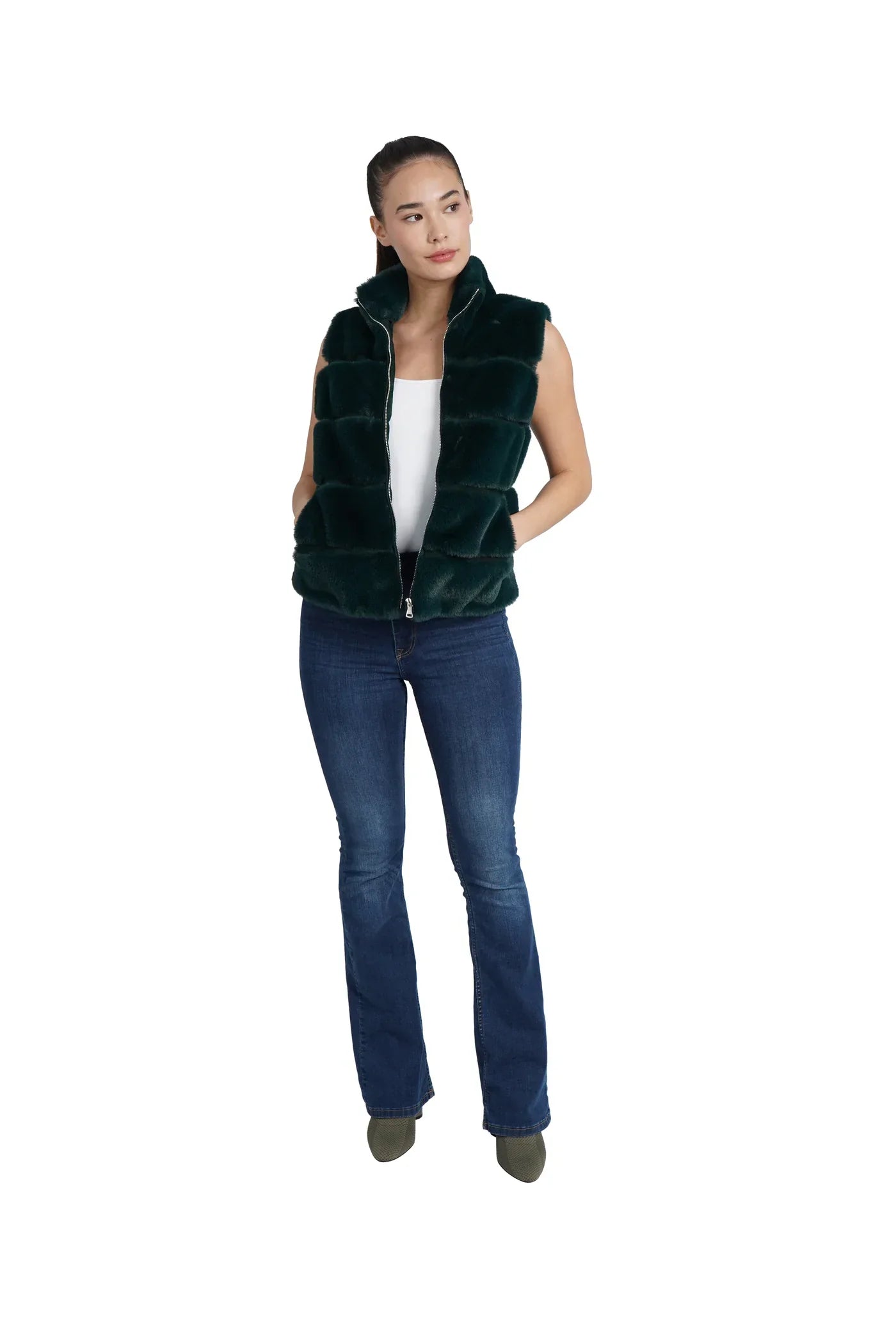 Love Token - Emerald Faux Fur Vest