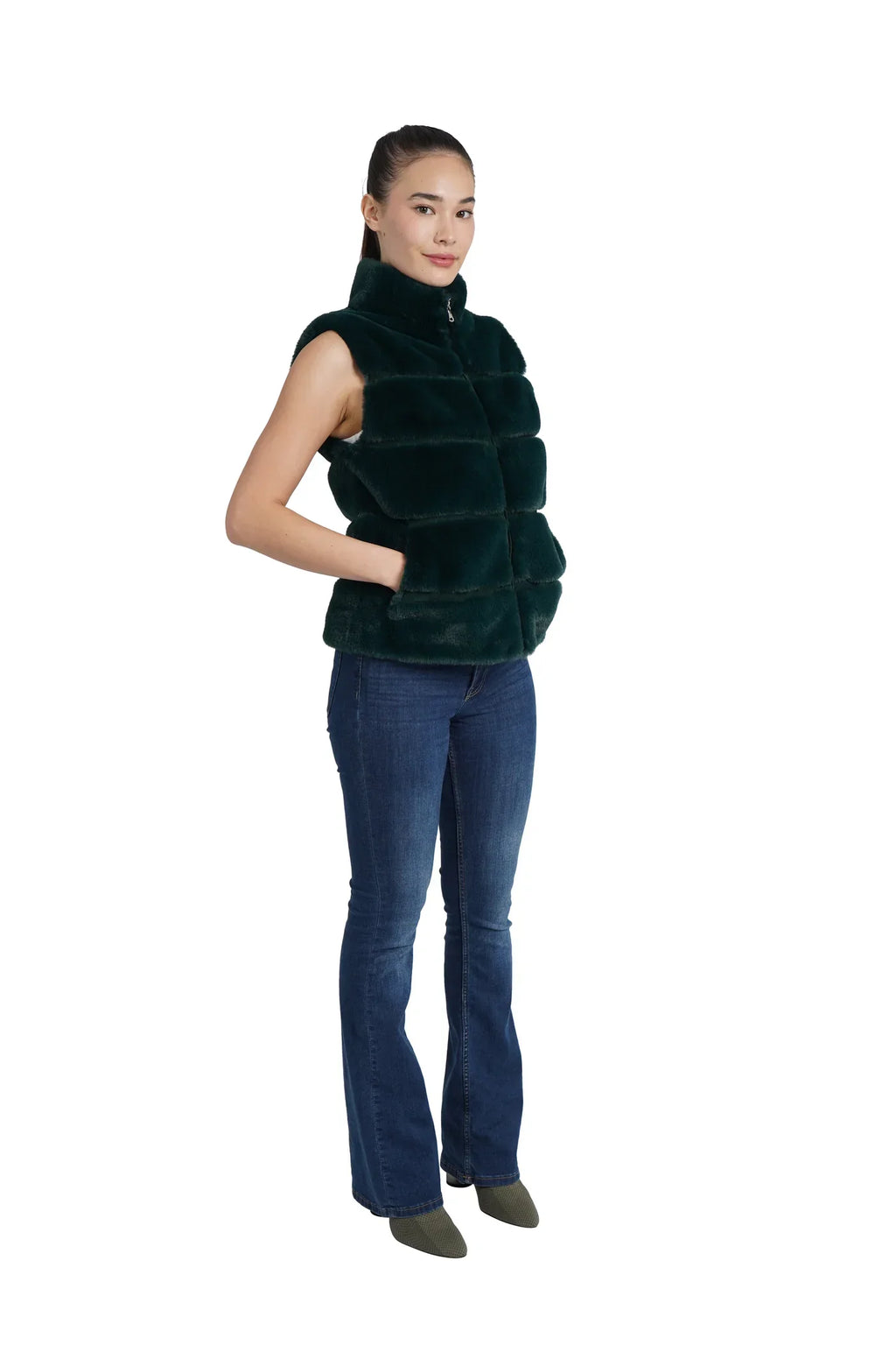 Love Token - Emerald Faux Fur Vest