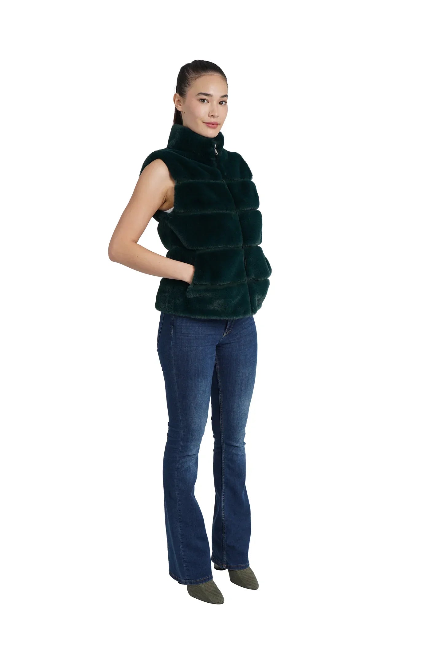 Love Token - Emerald Faux Fur Vest