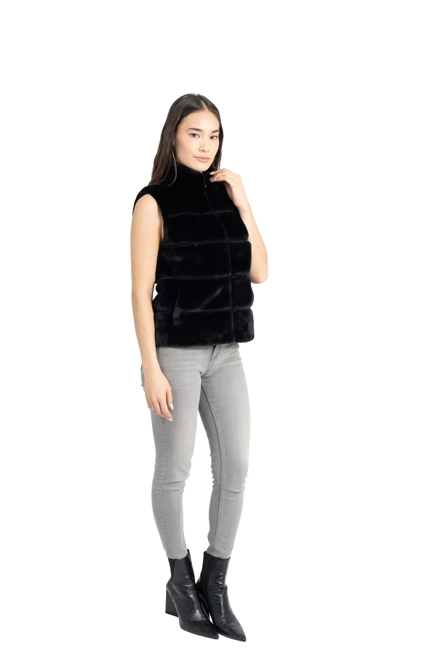Love Token - Black Faux Fur Vest
