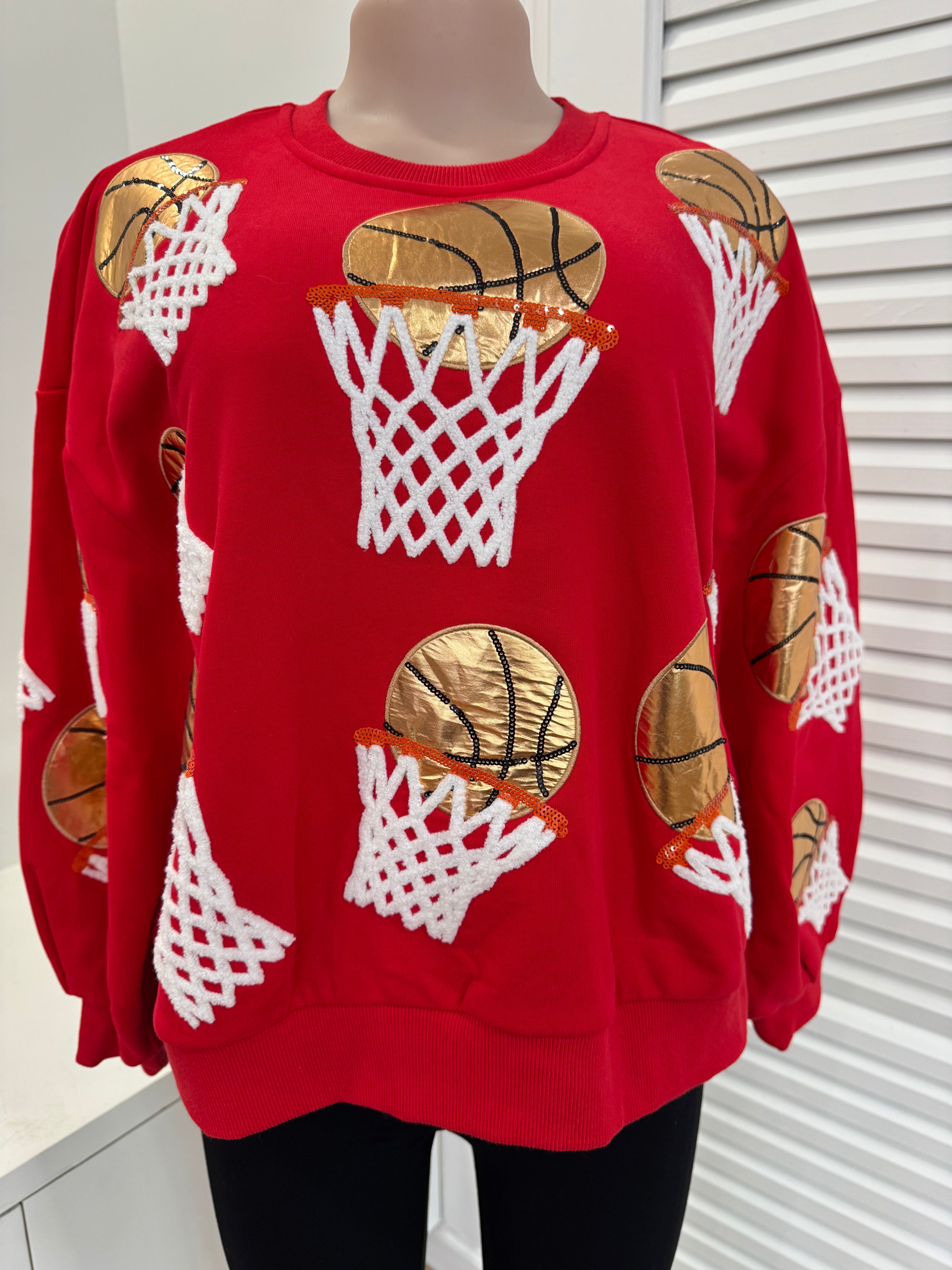 Queen of Sparkles-Red Basketball Sweatshirt
