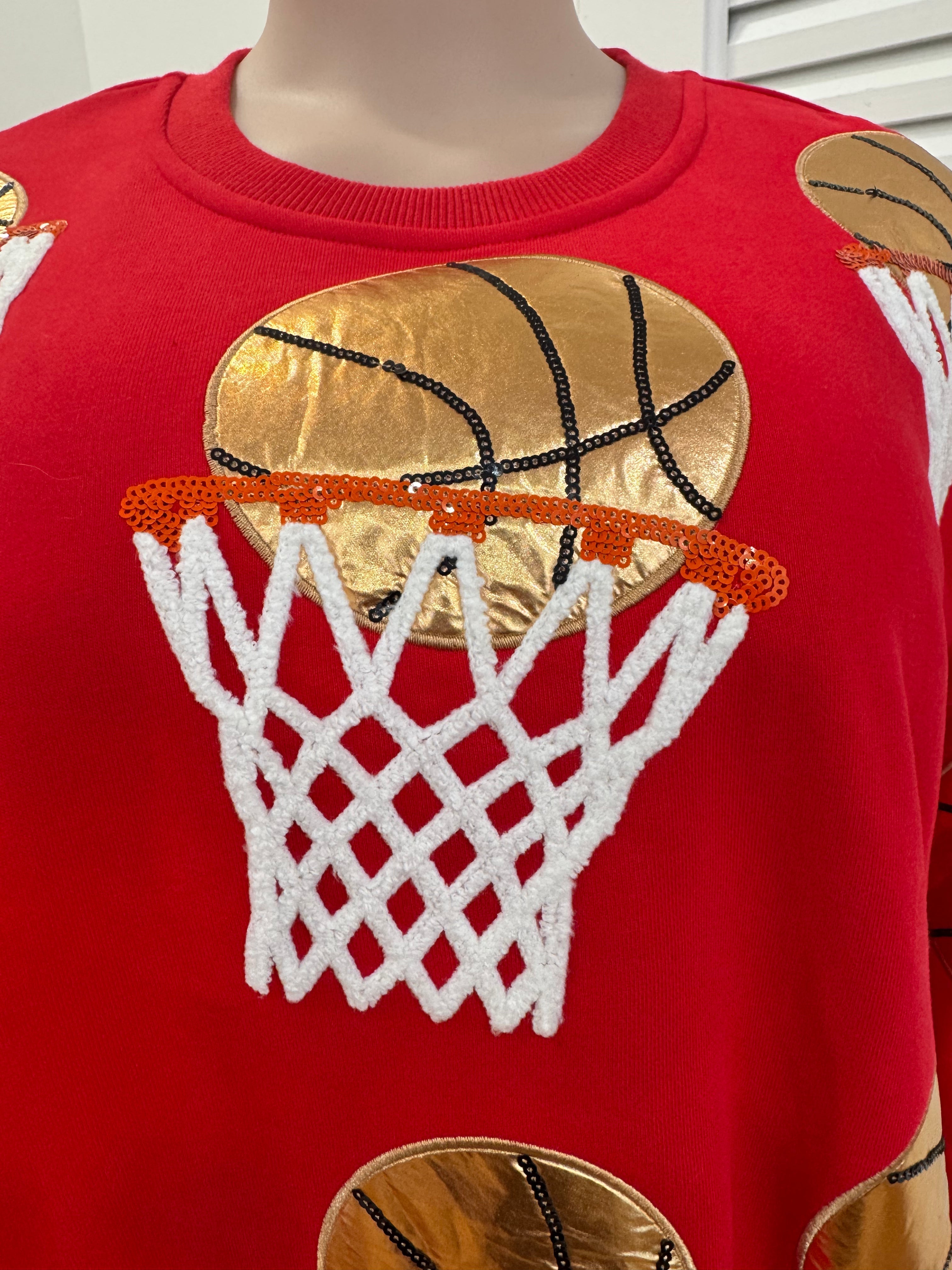 Queen of Sparkles-Red Basketball Sweatshirt
