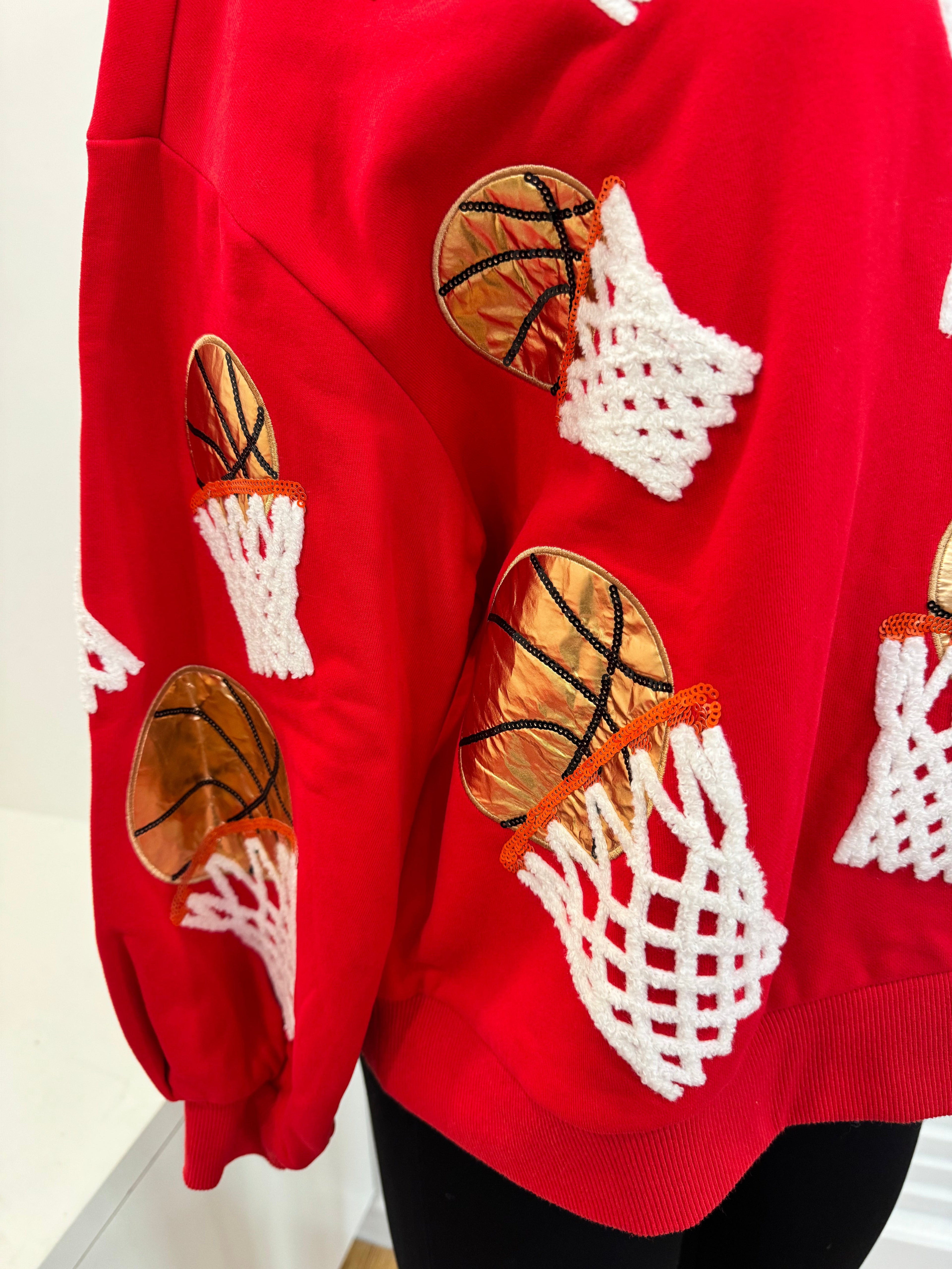 Queen of Sparkles-Red Basketball Sweatshirt