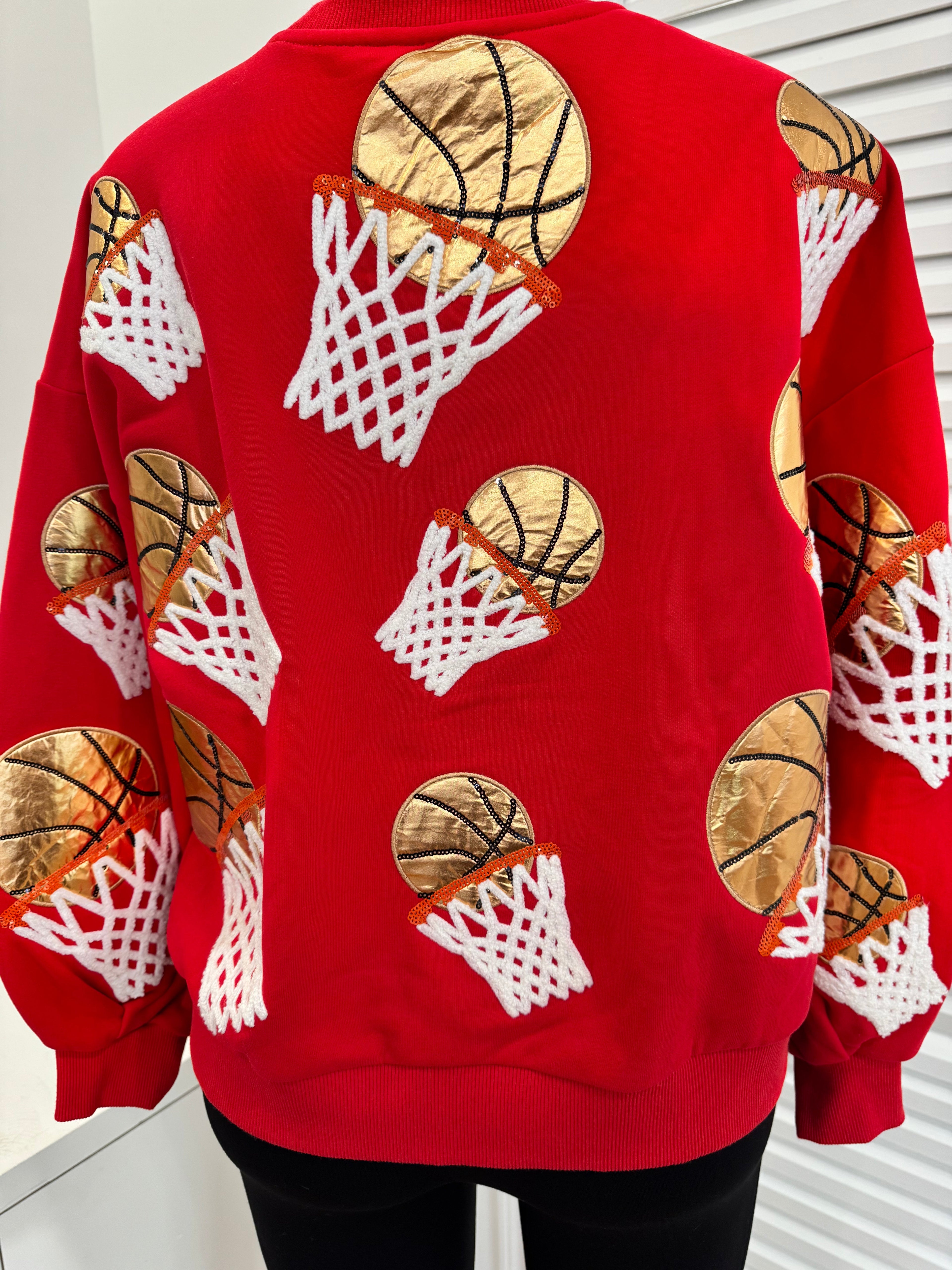 Queen of Sparkles-Red Basketball Sweatshirt