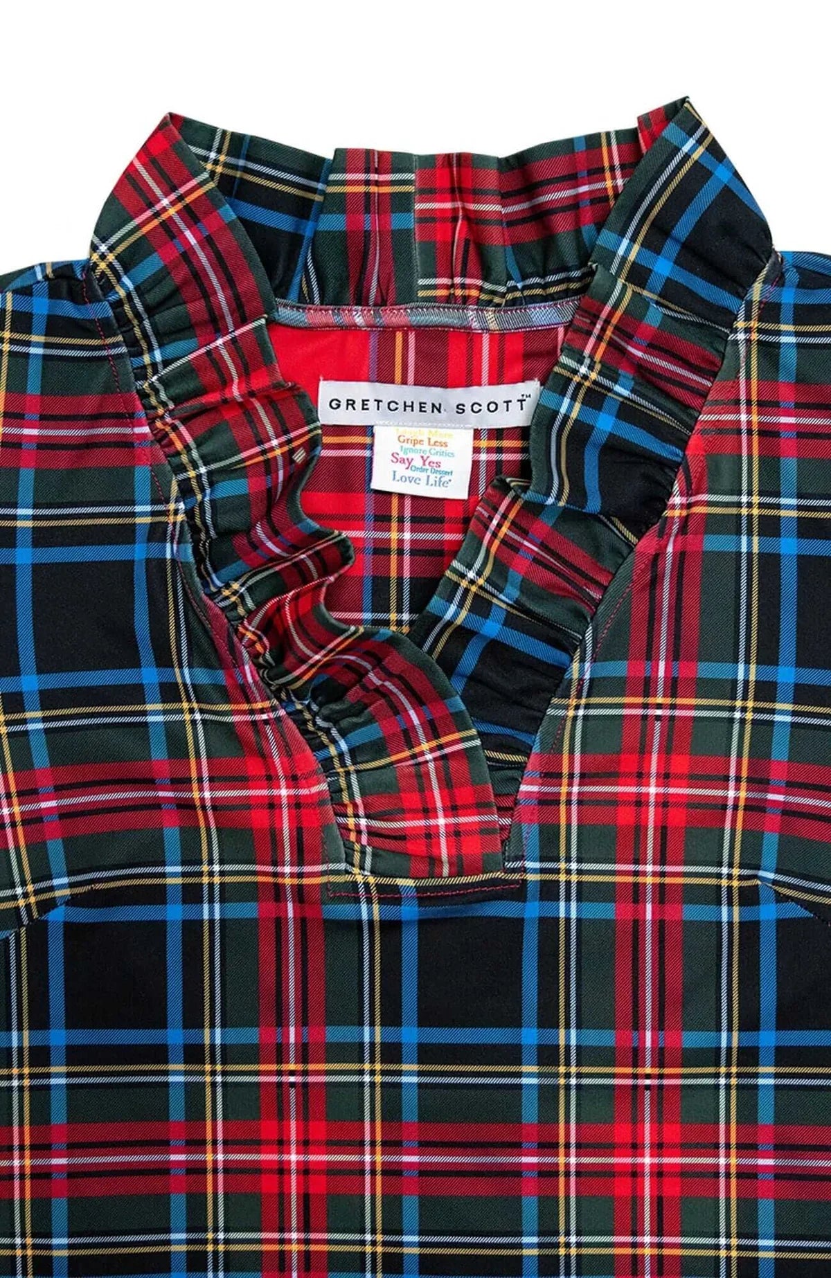 Gretchen Scott - Ruffneck Dress Duke of York Black Red Plaid