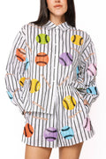 Queen of Sparkles-Mutli Baseballs & Bats Button Up