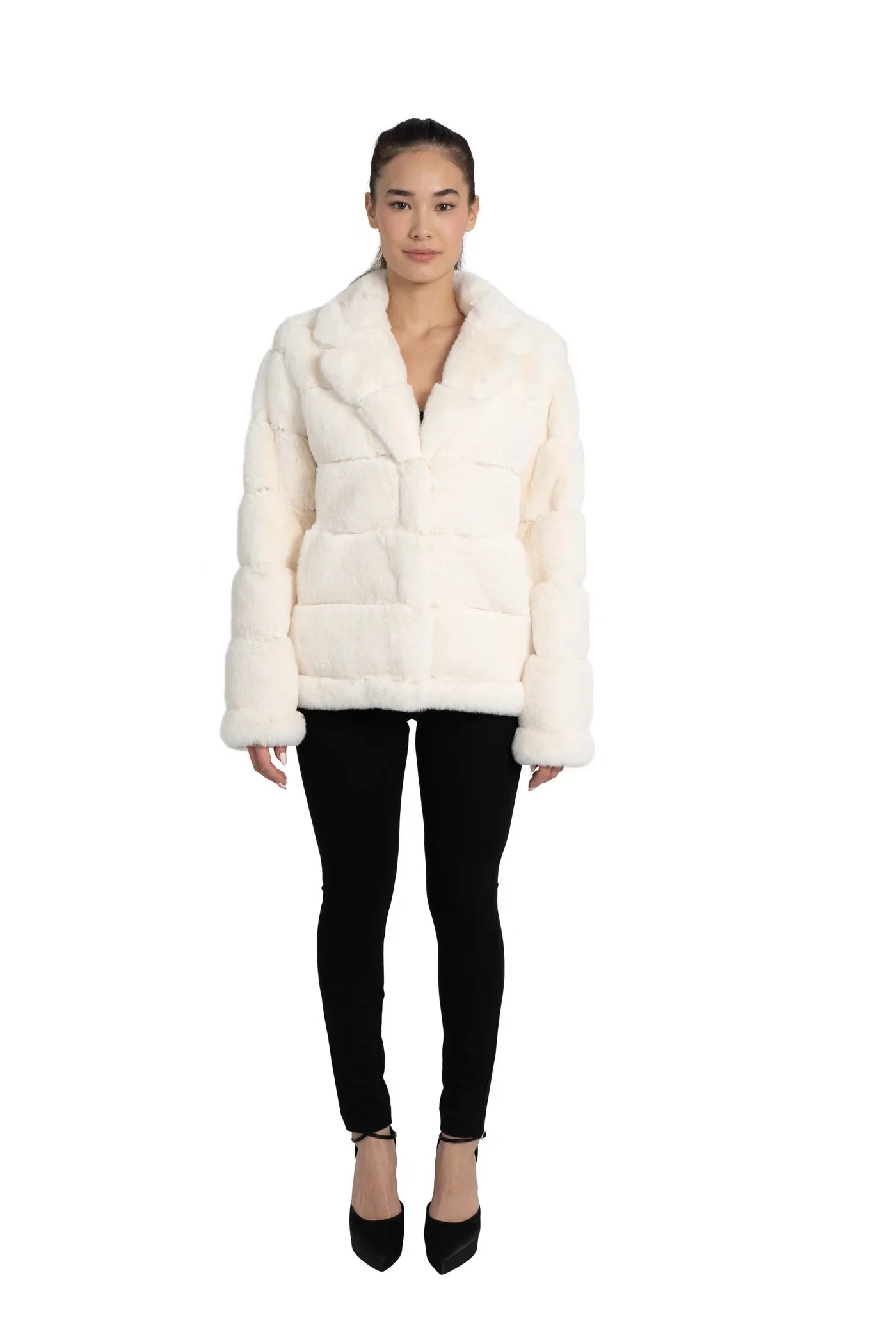 Love Token - Ivory Paneled Faux Fur Coat