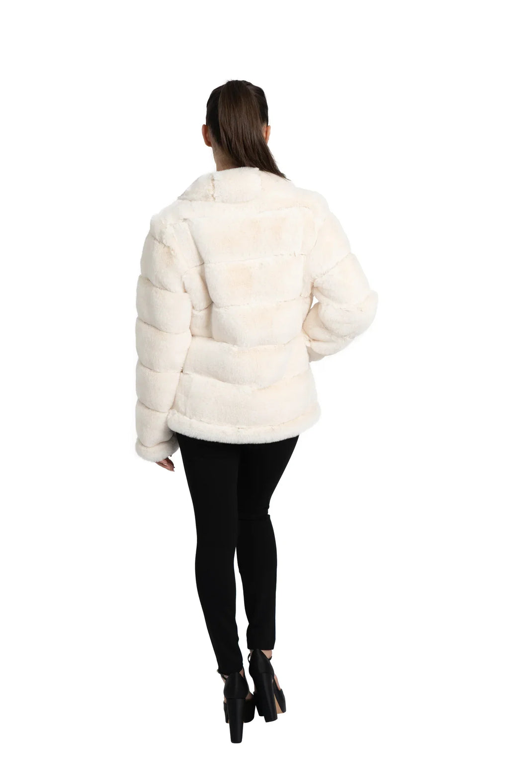 Love Token - Ivory Paneled Faux Fur Coat