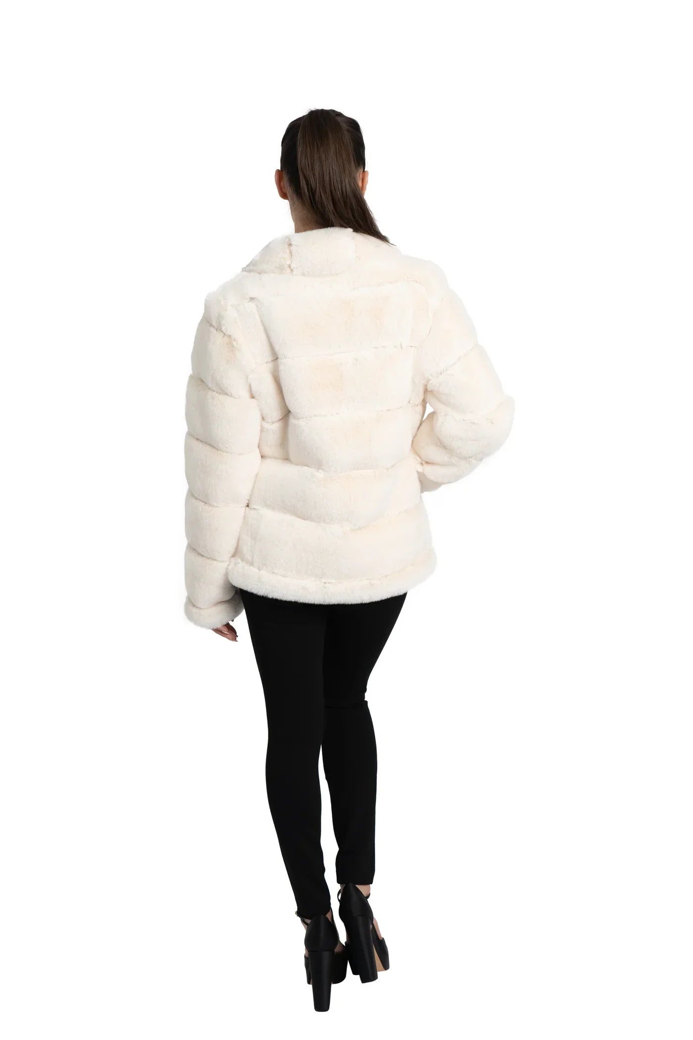 Love Token - Ivory Paneled Faux Fur Coat