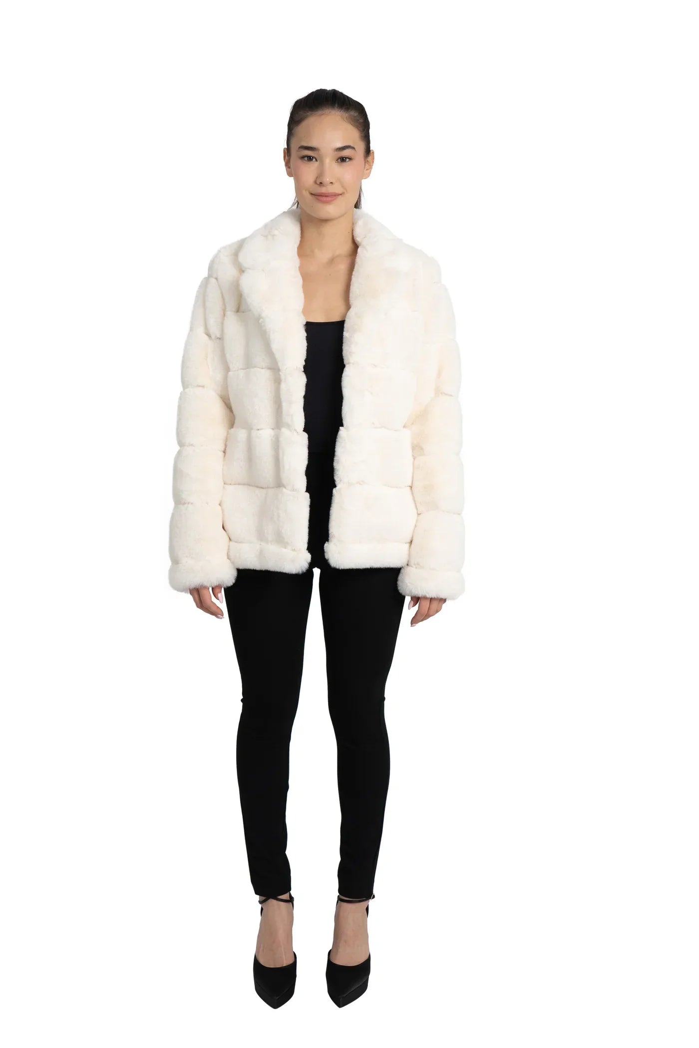 Love Token - Ivory Paneled Faux Fur Coat