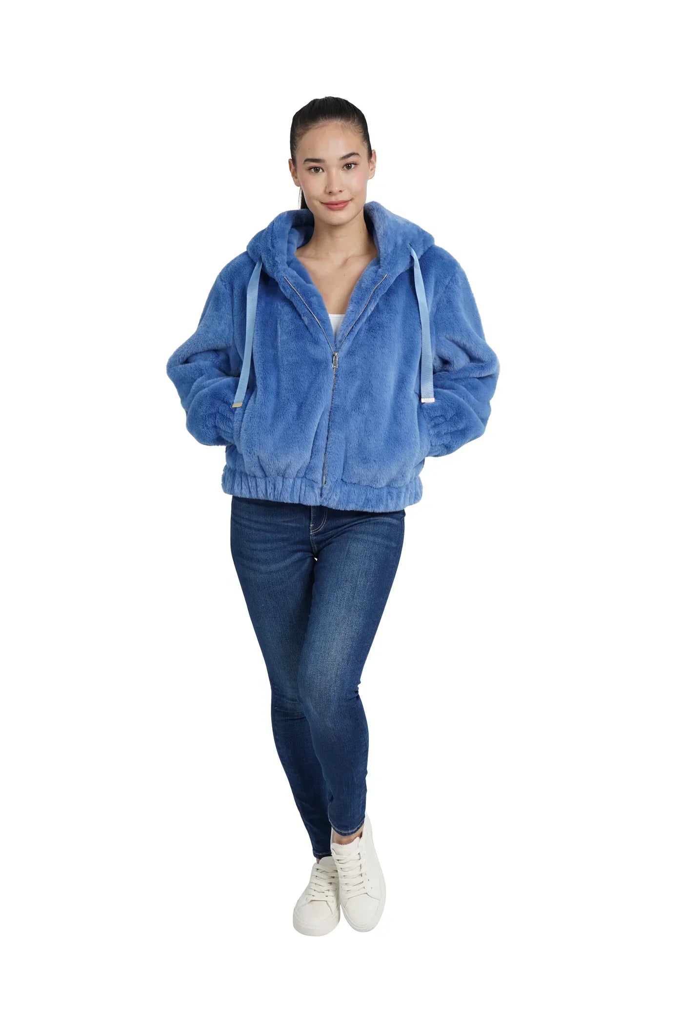Love Token - Baby Blue Faux Fur Coat