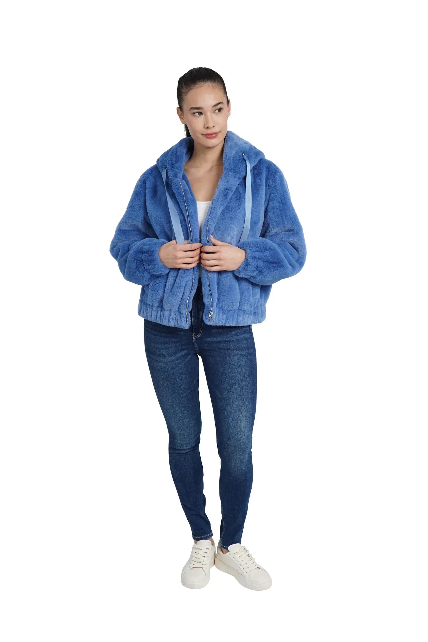 Love Token - Baby Blue Faux Fur Coat