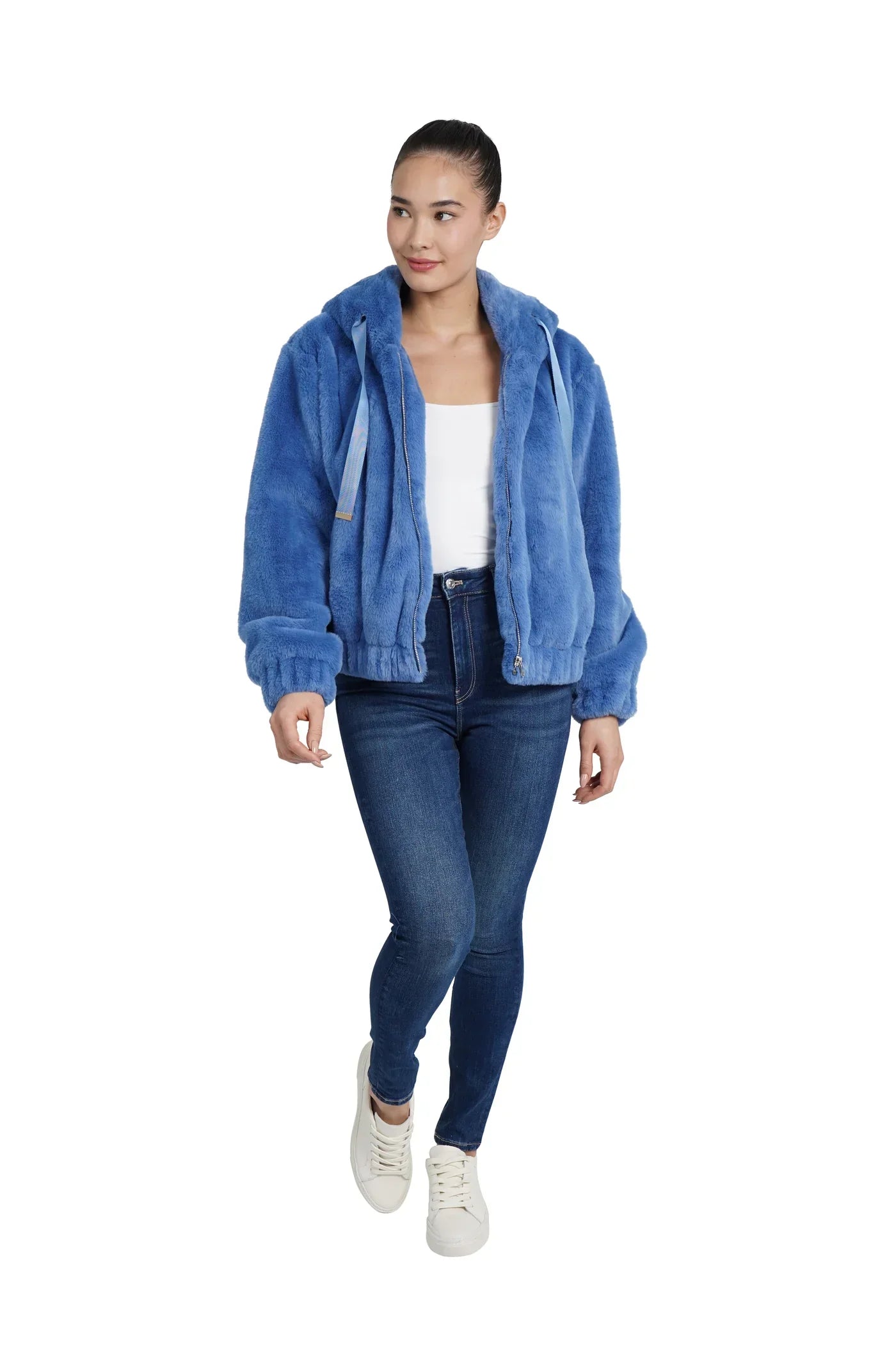 Love Token - Baby Blue Faux Fur Coat