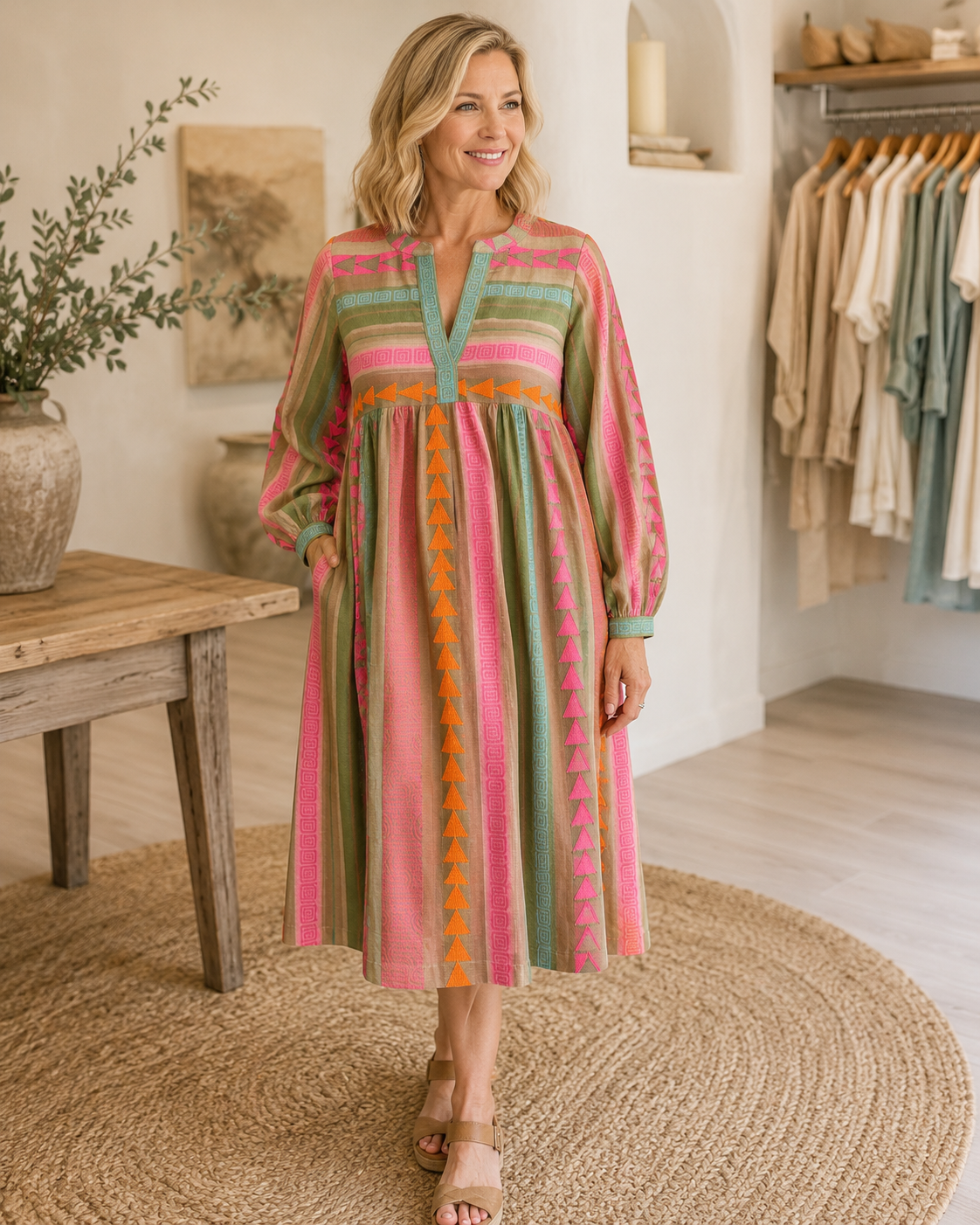 Ivy Jane Pink/Orange Aztec Dress