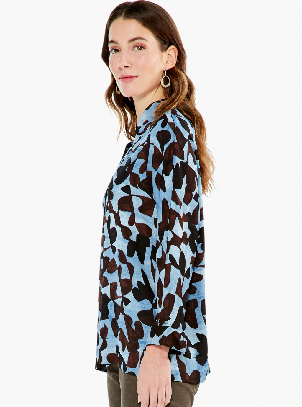 Nic + Zoe Blue Brown Swirling Sky Top