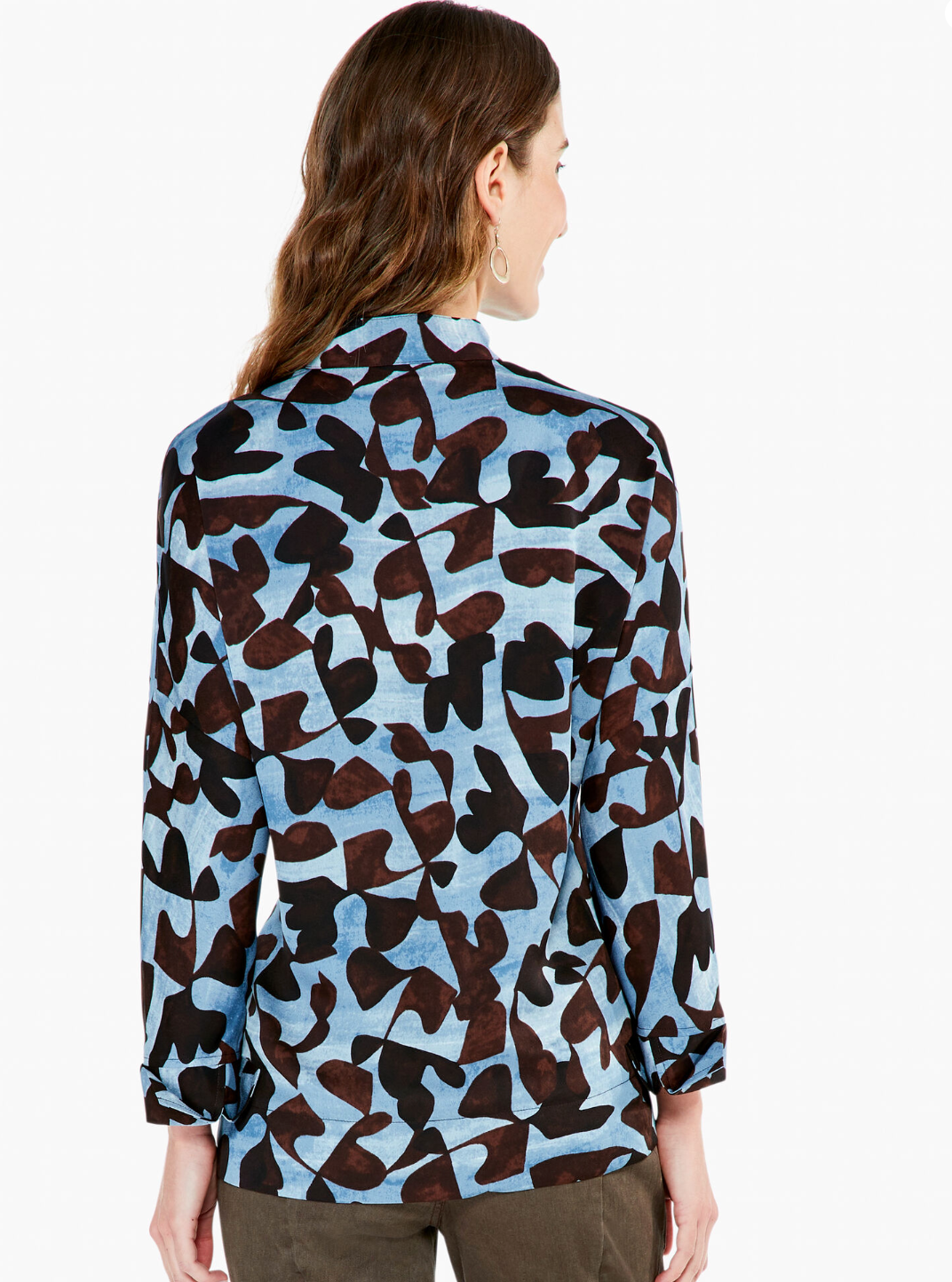 Nic + Zoe Blue Brown Swirling Sky Top