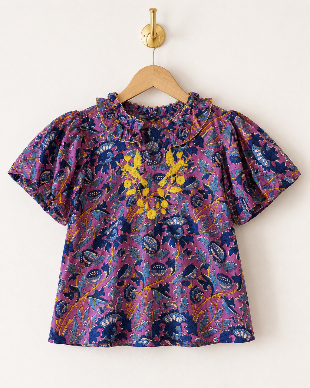 Sister Mary Blue/Purple/Gold Embroidered Top