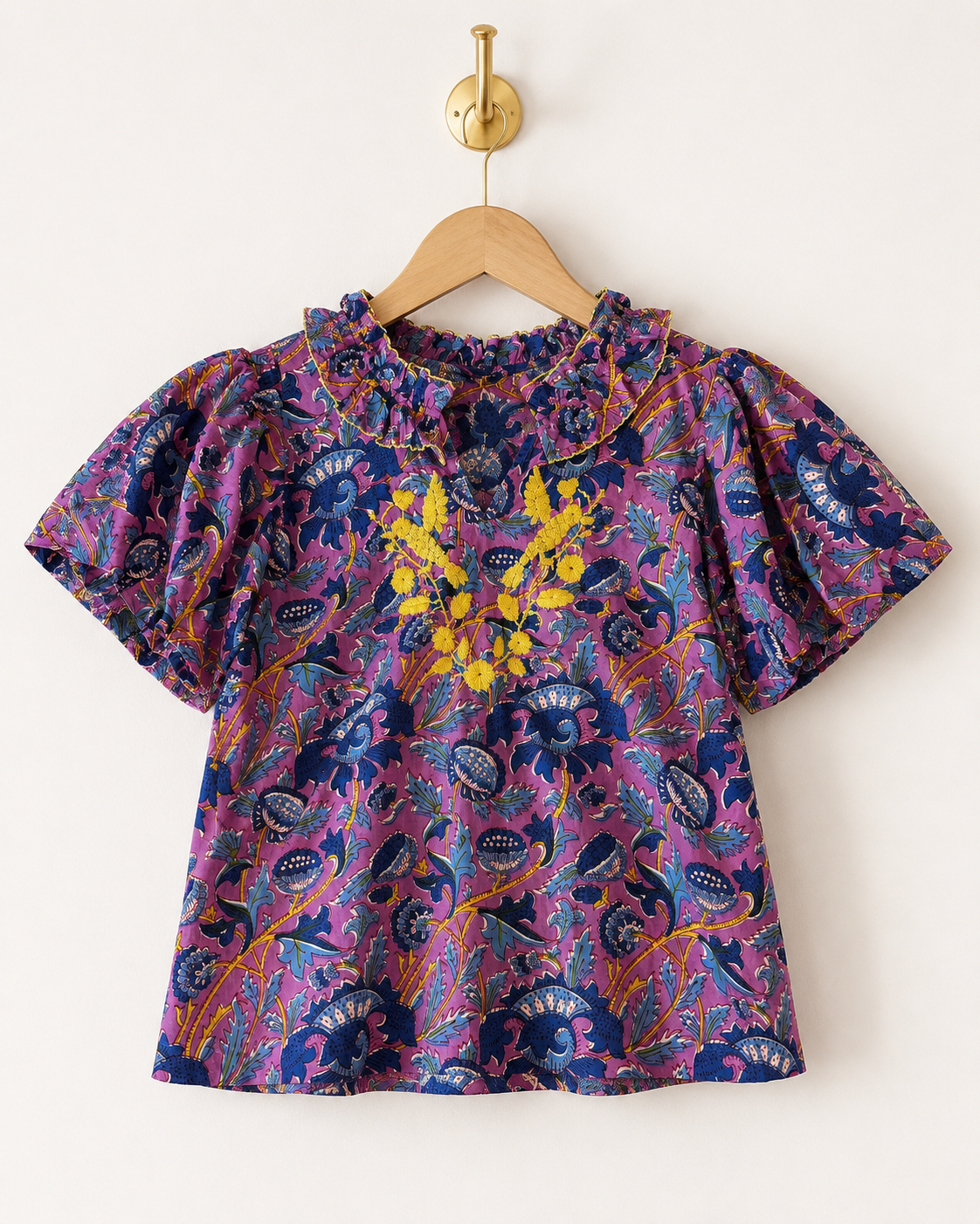 Sister Mary Blue/Purple/Gold Embroidered Top