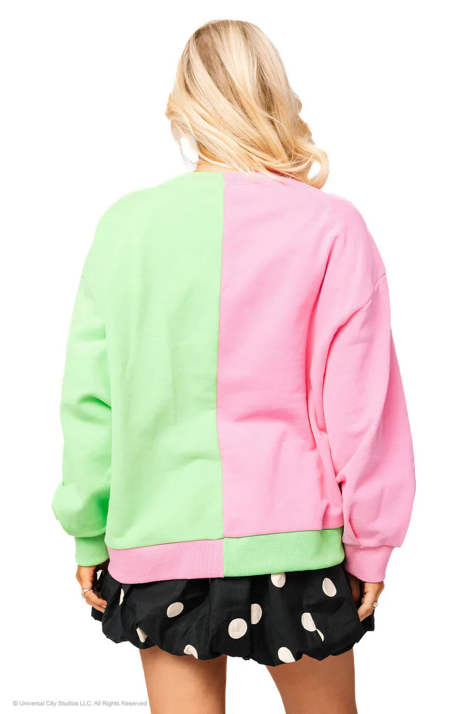 Queen of Sparkles-Green & Pink Colorblock Character Profile 'Wicked' Sweatshirt