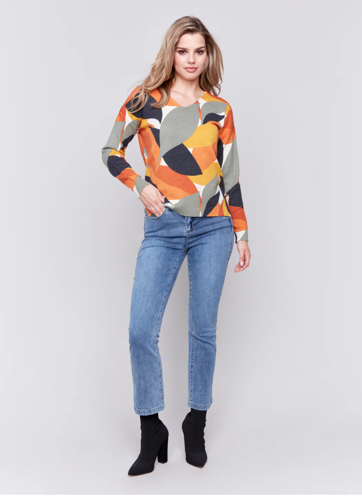 Charlie B - Leaf Print Sweater Top