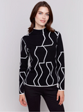 Charlie B - Reversible Jacquard Mock Neck Sweater