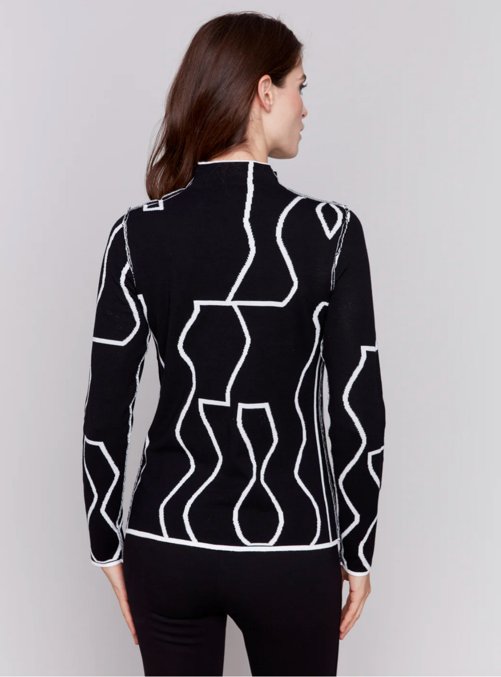 Charlie B - Reversible Jacquard Mock Neck Sweater