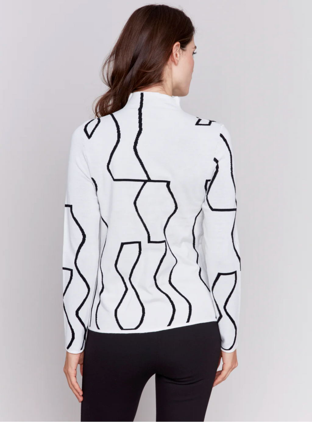 Charlie B - Reversible Jacquard Mock Neck Sweater