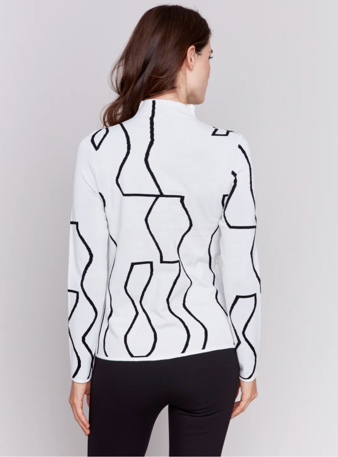 Charlie B - Reversible Jacquard Mock Neck Sweater