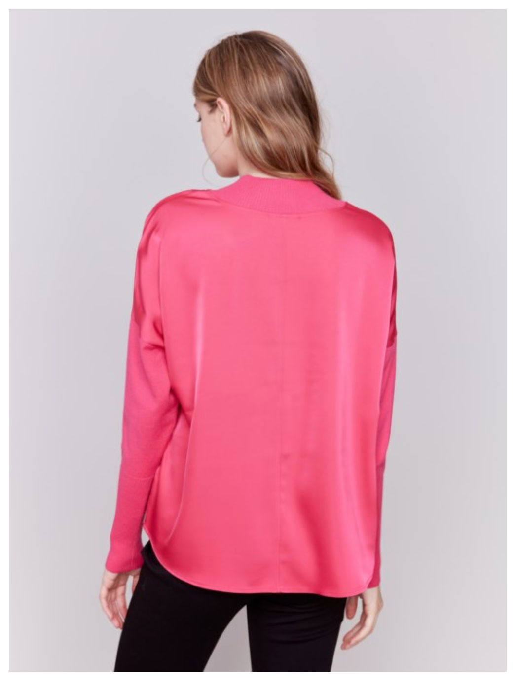 Charlie B - Satin Knit Mock Neck Top